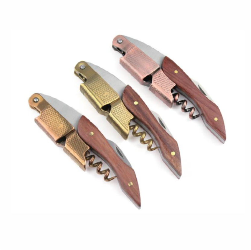 Wood handle Wine Corkscrew (With Colorful Head)