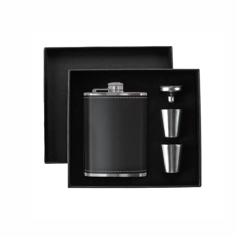 PU Leather Hip Flask Gift Set
