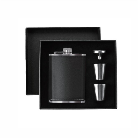 PU Leather Hip Flask Gift Set