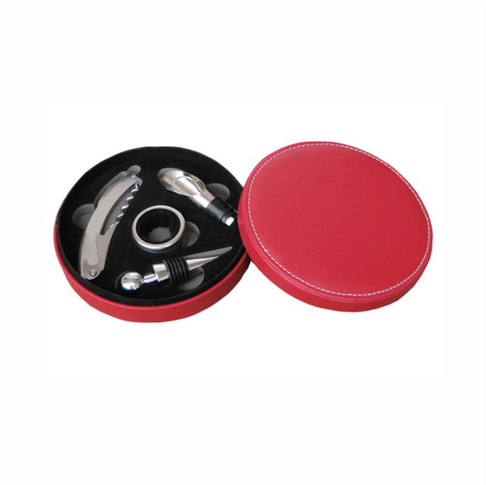 Pu Leather Wine Tools Set of 4 RED