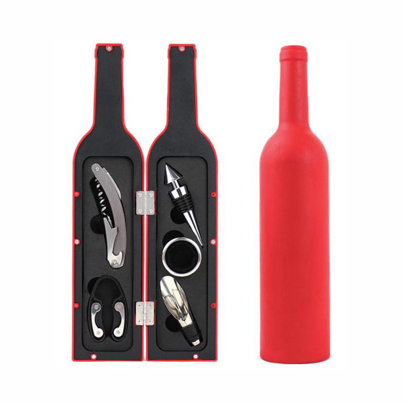 Wine Bottle Shaped Gift Set of 5 (RED)