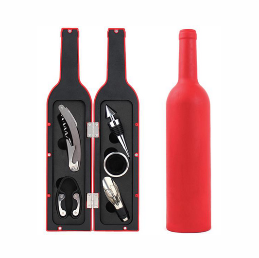 Wine Bottle Shaped Gift Set of 5 (RED)