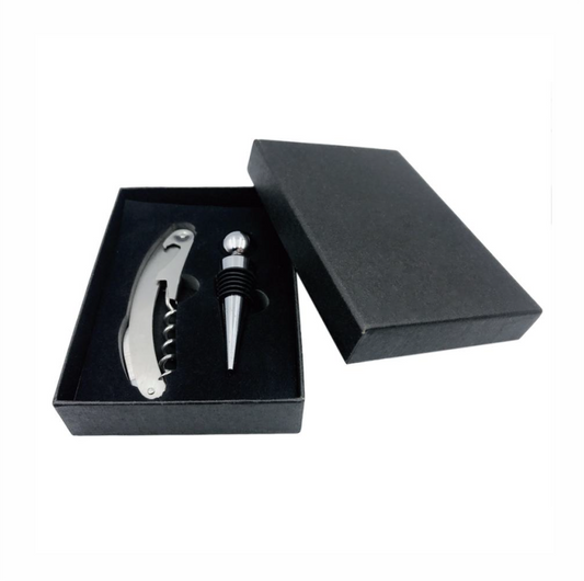 Waiter's Wine Corkscrew &Stopper Gift Set (Stainless Steel Wine Corkscrew)